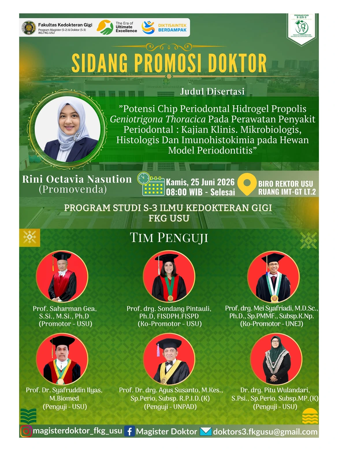 Doctoral Promotion Examination for Rini Octavia Nasution